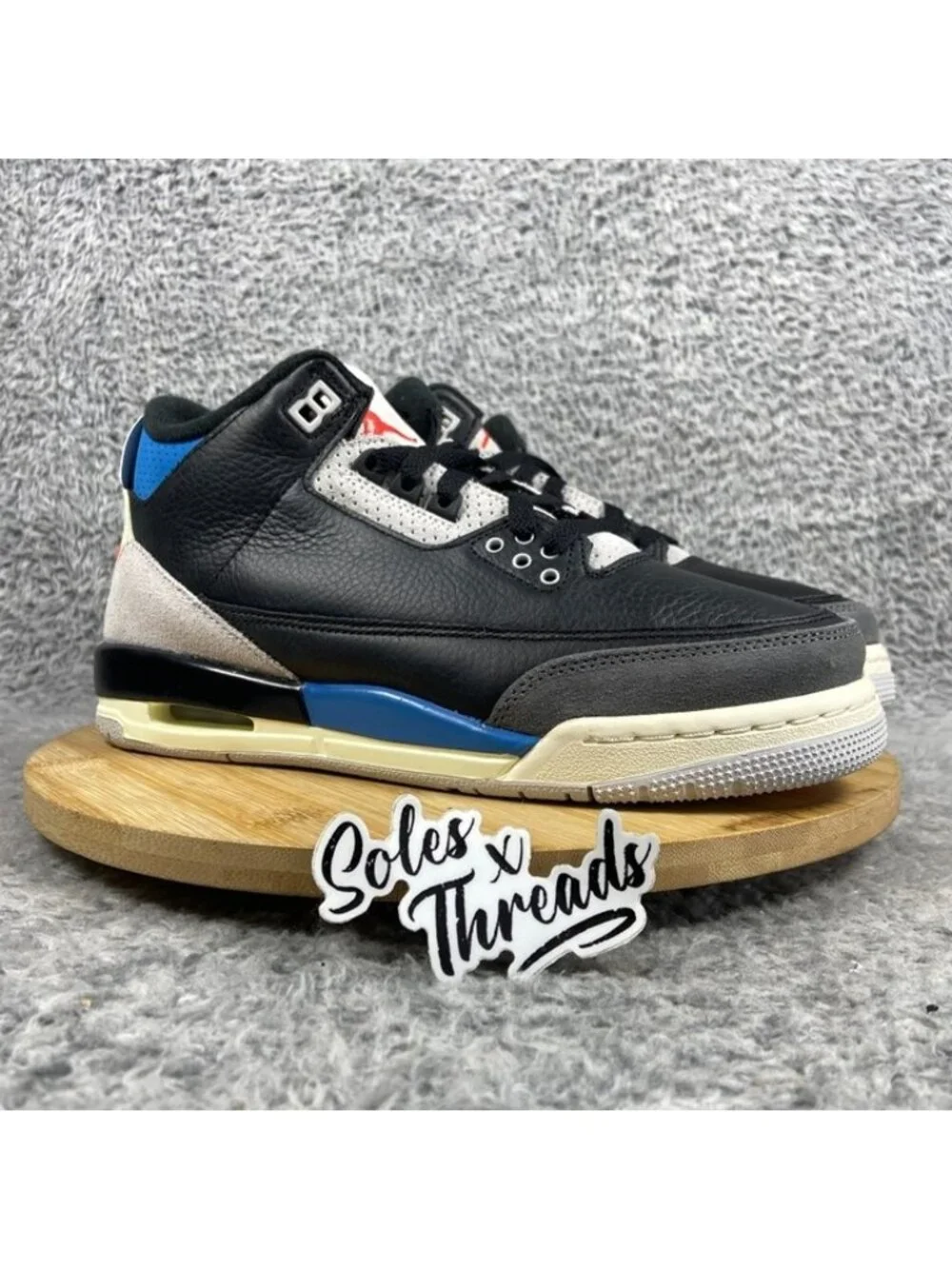 Air Jordan 3 Retro (GS) 'Rare Air' Size 5.5 Big Kids' Black Blue Red IB8968-004